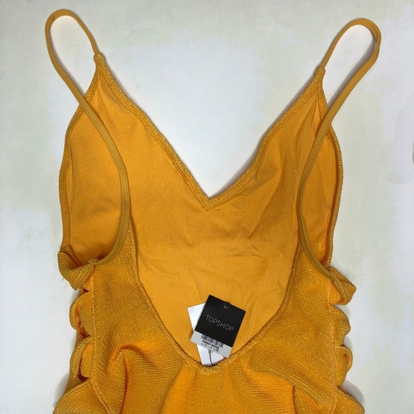 NWT Top Shop Yellow Textured One Piece Side Detail - Picture 2 of 3